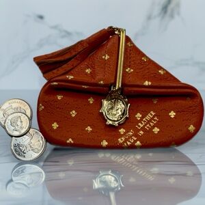 Luxurious  Orange 🍊 send Gold Leather Women's change purse